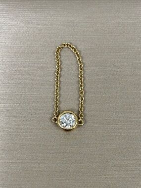 14k Solid Yellow Gold Chain Ring Moissanite Diamond Size 4 US Dainty Delicate